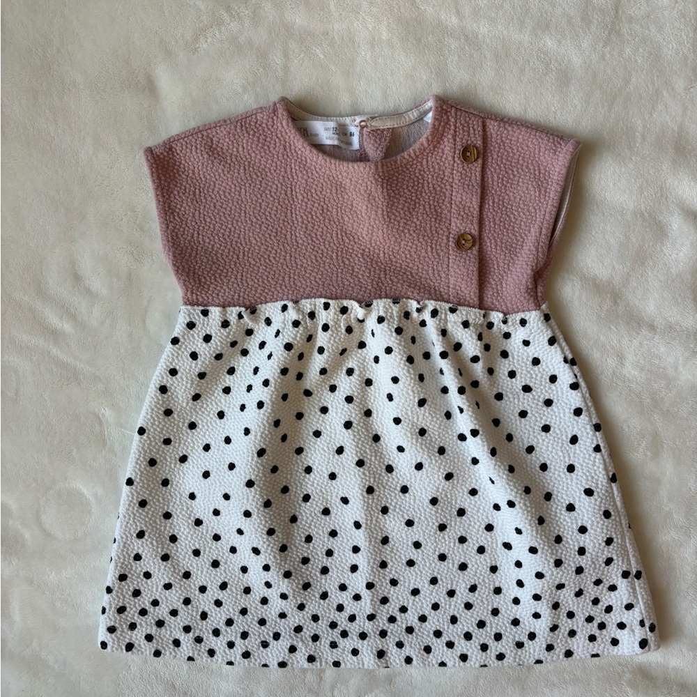Zara Baby Pink Textured Dress 12-18 M